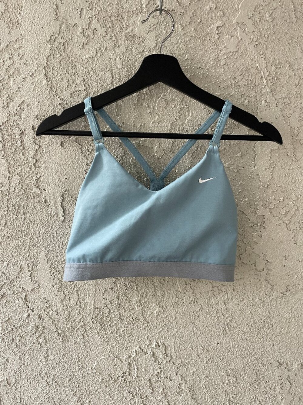 Nike Dri-FIT Indy Light Support Sports Bra Size L Light Blue Adjustable Straps